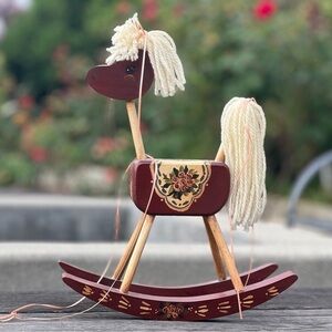 VINTAGE Hand made wood mini rocking horse